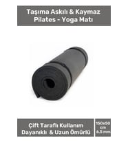 Taşıma Askılı Konfor Modeli Çift Taraflı Kaymaz Yoga Meditasyon Minderi Siyah Mat