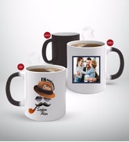 BK Gift Kişiye Özel Babalar Günü Hediyesi Fotoğraflı Sihirli Kupa Bardak-100 (Beyaz)
