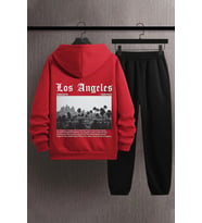Unisex Los Angles Baskılı Eşofman Takımı (A.Kırmızı)