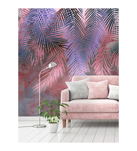 Dreamwall Tropik Yapraklar Desenli Silinebilir Sağlıklı Tekstil Duvar Kağıdı (Çok Renkli)
