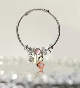 Pandora Model Pembe Kuğu Charm' lı Çelik Bileklik