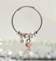 Pandora Model Pembe Kuğu Charm' lı Çelik Bileklik