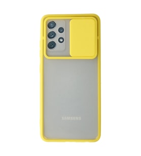 Galaxy A52 Kılıf Palm Buzlu Kamera Sürgülü Silikon - Sarı