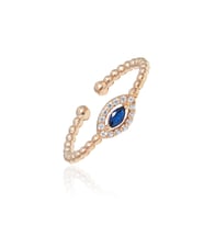 Safir Taşlı Ayarlanabilir 925 Ayar Gümüş Oval Yüzük-Rose