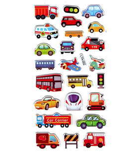 Sticker Kabartmalı Stiker Çıkartma Etiket (LTA002)-18x9 cm- iş makina arabalar
