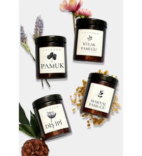 Kulak Pamugu - Makyaj Pamuğu - Pamuk- DİŞ İPi Etiketli Plastik Amber Kavanoz Banyo Düzenleyici