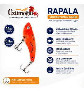 ÜZÜMOĞLU Lion Fishing 14 gr 5.3 cm Vibrasyonlu Kaşık (VIB) Rapala – Tatlı ve Tuzlu Su – Levrek, Turna, Alabalık Olta