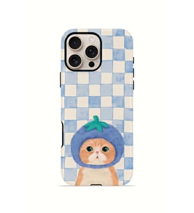 iPhone 16 Pro Vorian Çift Katmanlı Kılıf Blueberry Cat Check