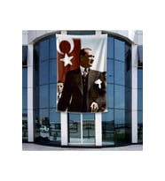Ay Yıldızlı Bayrak Atatürk Portresi Poster Bayrak Raşel Kumal 4x6 metre ATA16