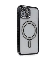 Apple iPhone 13 Kılıf Joke Simli Magneticsafe Kılıf - Siyah