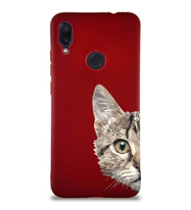Xiaomi Redmi Note 7 Pro Soft Premier Kapak Catface Tasarımlı Silikon Kılıf - Mürdüm (Şeffaf)