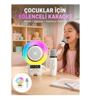 Mey İthalat® Renkli Işıklı Astronot Mini Bluetooth Speaker ve Karaoke Mikrofon