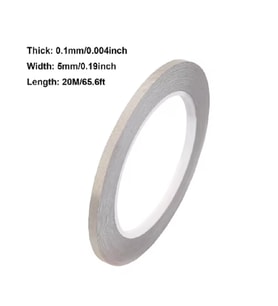 GÜMÜŞ İLETKEN GRİ KUMAŞ BEZ BANT 5 MM 20 METRE