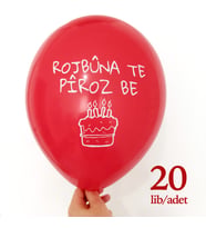 Kürtçe Doğum Günü Balonu - Kırmızı (20 adet) - Rojbuna Te Piroz Be 12 inç - 30 cm