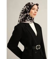 Armine Tivil İpek Eşarp 9320-32 Siyah Karışık Desen