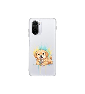 Redmi K40 ile Uyumlu Splash Köpek Tasarımlı Şeffaf Silikon Kılıf