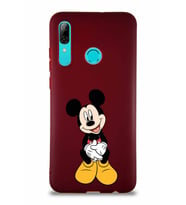 Huawei P Smart 2019 Soft Premier Kapak Mickey Mouse-A Tasarımlı Silikon Kılıf - Mürdüm (Şeffaf)