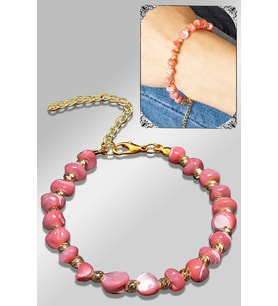 Sertifikalı Amorf Model Pembe Renkli Sedef Taşı Bileklik (Ayarlamalı) (Çok Renkli)