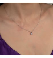 Swarovski Taşlı Gümüş Tektaş Bayan Kolye