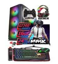 WarboX MASK 24" Monitör i3 9100 16gb DDR4 Ram 256gb Ssd 250gb Hdd GT740-4gb DDR5 E.kartı Gaming PC (Siyah)