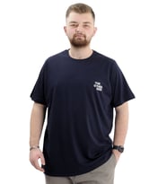 Mode XL Battal Beden Erkek Tişört Bisiklet Yaka Baskılı THE OTHER SIDE U24039 Lacivert