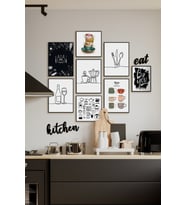 Çerçevesiz Cafe Mutfak Dekoratif Ahşap 10' lu  Mdf Kitchen Ve Eat Yazılı Tablo Seti