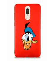 Huawei Mate 10 Lite Soft Premier Kapak Donald Duck-A Tasarımlı Silikon Kılıf - Kırmızı (Şeffaf)