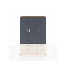 Hyperion Dolap 5 Raflı 5 Çekmeceli Tek Askılı 132x44x195 Çam-Antrasit/Aytaşı