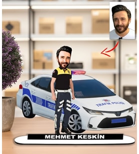 Kisiye Özel Karikatür Trafik Polisi Erkek Biblo
