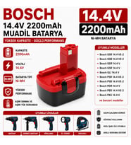 BOSCH AHS 41, ART 26, GDR 14.4V, GDS 14.4V, GHO 14.4V ile Uyumlu Muadil Matkap Bataryası