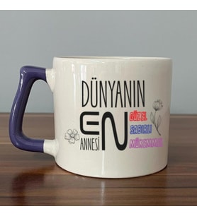 Dünyanın En Annesi Baskılı Mor Kulplu D Kupa