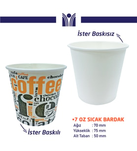 7 oz sıcak bardak 1 koli (3000 adet)