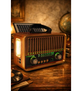 Everton Rt-774 Led+Fener Özellikli Bluetooth Solar Panelli Nostaljik Radyo Müzik Çalar