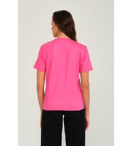 Fashion Baskılı Kristal Taşlı Viskoz T-shirt (Fuşya)