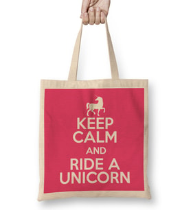 Keep Calm And Ride A Unicorn Bez Çanta Uzun Saplı
