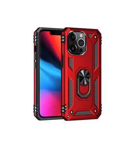 iPhone 14 Pro Kılıf Sofya Yüzüklü Silikon Kapak - Kırmızı