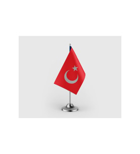Türkiye Cumhuriyeti Tekli Saten Masa Bayrağı Seti
