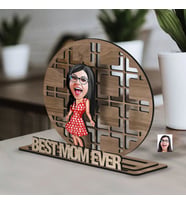BK Gift Kişiye Özel 3 Katmanlı Anne Karikatürlü Ahşap Biblo-3, Anneye Hediye, Anneler Günü Hediyeleri