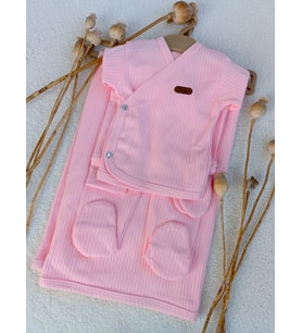 Kız Bebek Bebe Pembe Natural 7 Parça Hastane Çıkışı Zıbın Seti