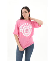 Bisiklet Yaka Denver Leagune Baskılı T-Shirt - Pembe