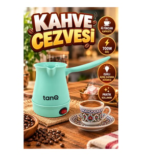 700W Elektrikli Kahve Cezvesi – 4 Fincan Kapasiteli Işıklı Açma Kapama Düğmeli