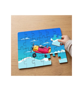 Havada Süzülen Uçak Tasarımlı 24 Parça Ahşap Çocuk Puzzle MPK0286