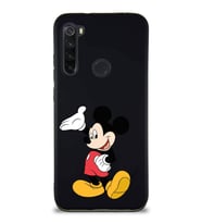 Xiaomi Redmi Note 8 Soft Premier Kapak Mickey Mouse-C Tasarımlı Silikon Kılıf - Siyah (Şeffaf)
