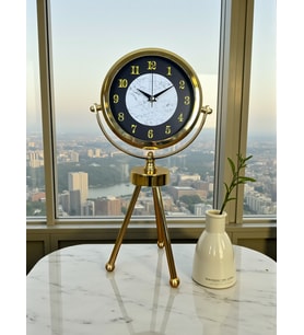 River World Masa Saati 3 Ayaklı Metal Golden Marble