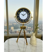 River World Masa Saati 3 Ayaklı Metal Golden Marble