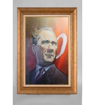 Altın Varaklı Paspartulu Çerçeveli Atatürk Tablo sd531