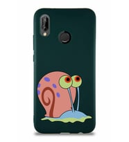 Huawei P20 Lite Soft Premier Kapak Salyangoz Gary Tasarımlı Silikon Kılıf - Yeşil (Şeffaf)