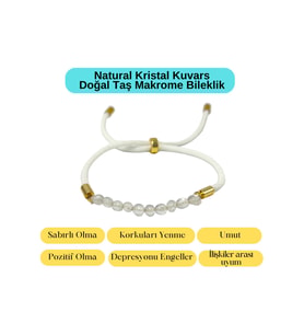 Sertifikalı Natural Kristal Kuvars Doğal Taş Makrome Bileklik Ayarlanabilir Ölçü