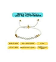 Sertifikalı Natural Kristal Kuvars Doğal Taş Makrome Bileklik Ayarlanabilir Ölçü
