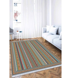 Çok Renkli Yöresel Dokuma Pamuk Taban Kaymaz Kilim KLM163